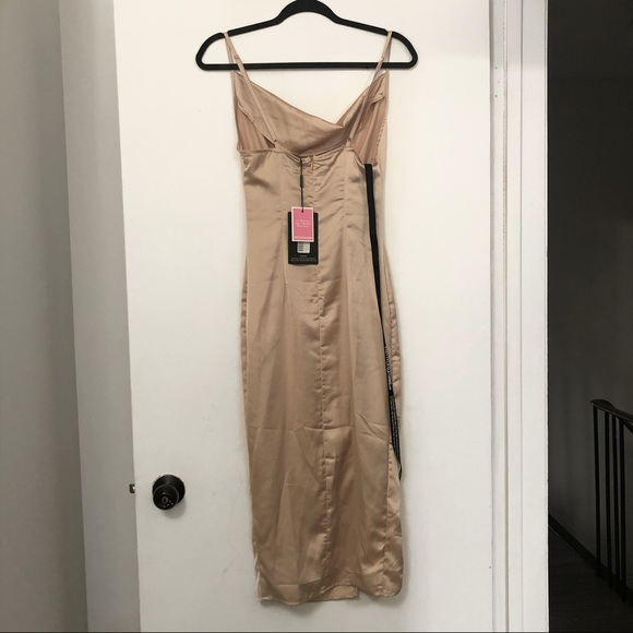 PrettyLittleThing: Strappy Satin Cowl Midi Dress - Picture 4 of 4